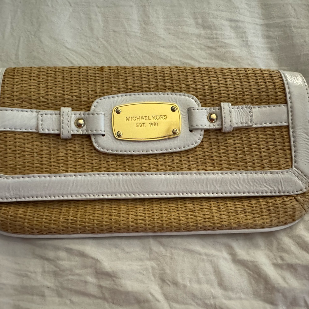 Michael Kors Woven Tan and White Clutch. VINTAGE